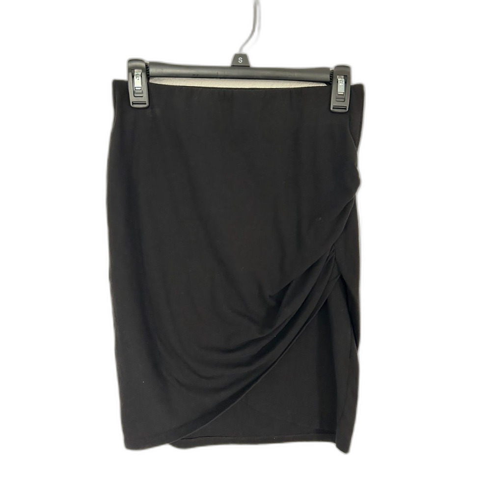 Michael Stars Black Draped Wrap-Front Mini Skirt